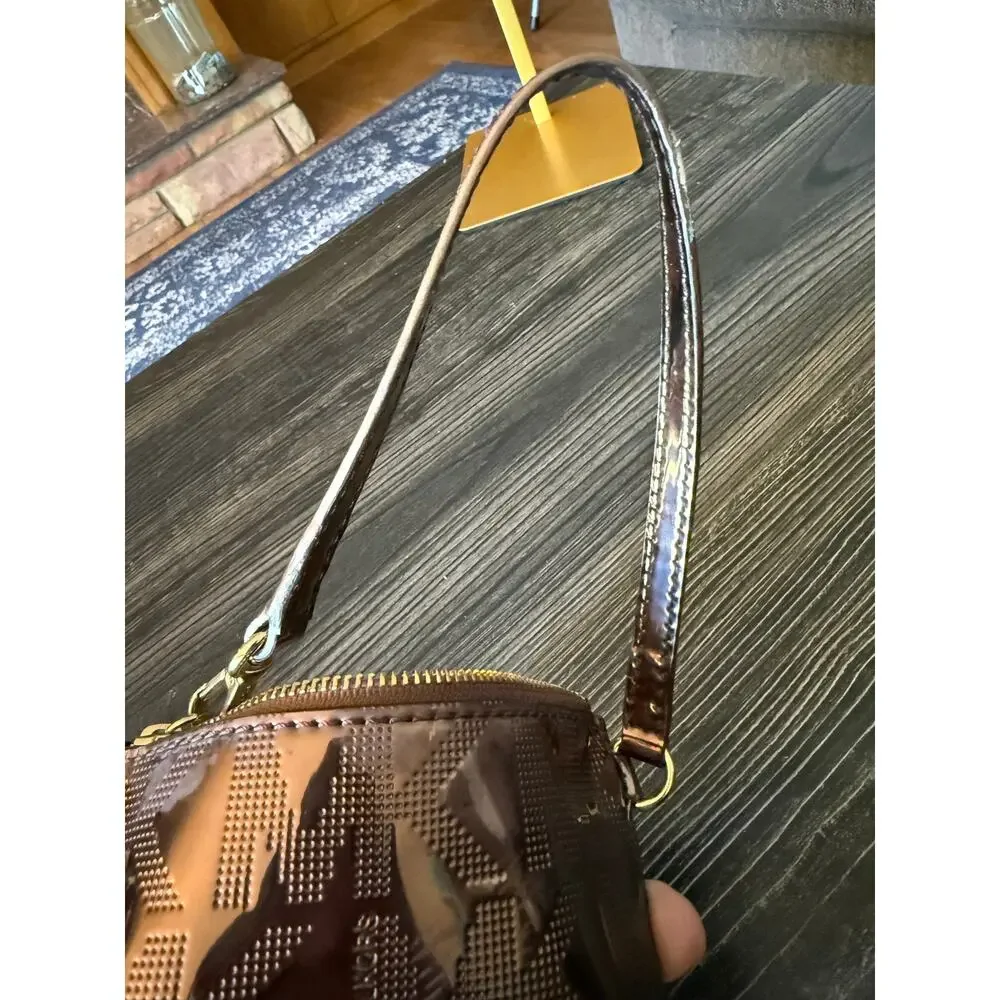 MICHAEL Michael Kors Metallic Bronze Monogram Wristlet